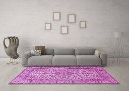 Machine Washable Persian Pink Traditional Rug in a Living Room, wshtr1332pnk