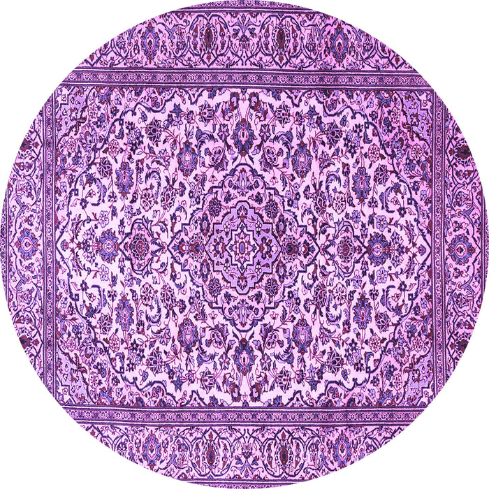 Round Machine Washable Persian Purple Traditional Area Rugs, wshtr1332pur