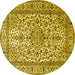 Round Persian Yellow Traditional Rug, tr1332yw