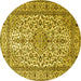 Round Machine Washable Persian Yellow Traditional Rug, wshtr1332yw