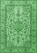 Machine Washable Persian Emerald Green Traditional Area Rugs, wshtr1332emgrn