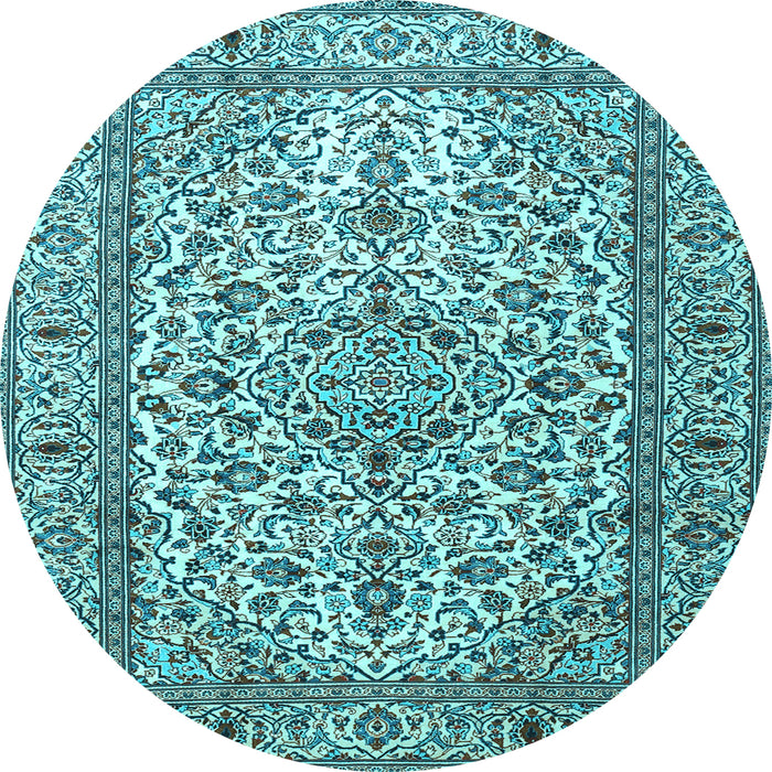 Round Machine Washable Persian Light Blue Traditional Rug, wshtr1332lblu