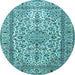 Round Machine Washable Persian Light Blue Traditional Rug, wshtr1332lblu