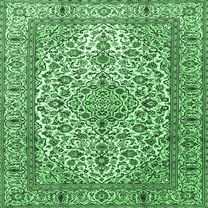 Square Machine Washable Persian Emerald Green Traditional Area Rugs, wshtr1332emgrn