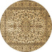 Round Persian Brown Traditional Rug, tr1332brn