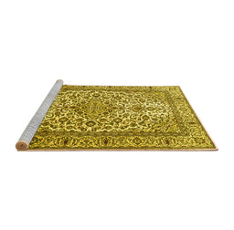 Sideview of Machine Washable Persian Yellow Traditional Rug, wshtr1332yw