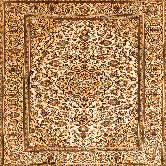 Round Machine Washable Persian Orange Traditional Area Rugs, wshtr1332org