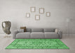 Machine Washable Persian Emerald Green Traditional Area Rugs in a Living Room,, wshtr1332emgrn