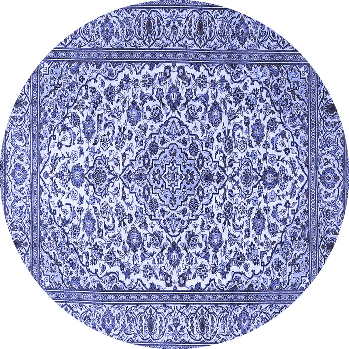 Round Machine Washable Persian Blue Traditional Rug, wshtr1332blu