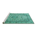 Sideview of Machine Washable Persian Turquoise Traditional Area Rugs, wshtr1332turq