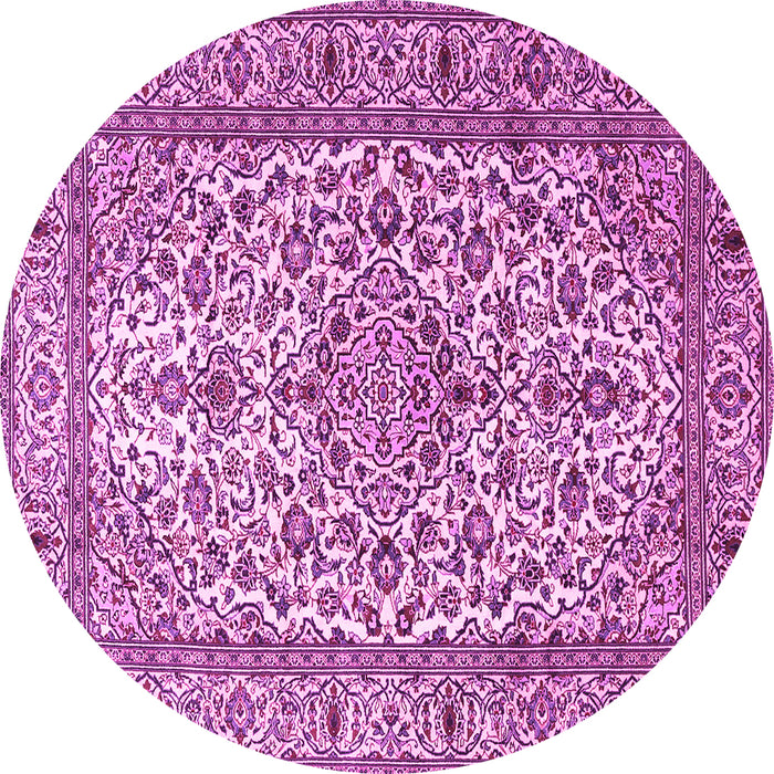 Round Machine Washable Persian Pink Traditional Rug, wshtr1332pnk