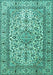 Machine Washable Persian Turquoise Traditional Area Rugs, wshtr1332turq