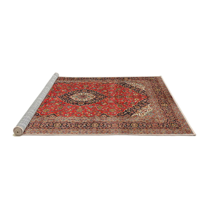 Sideview of Machine Washable Traditional Tomato Red Rug, wshtr1333
