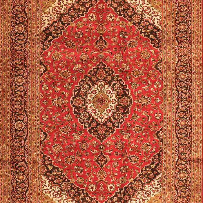 Serging Thickness of Machine Washable Medallion Orange Traditional Area Rugs, wshtr1333org