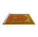 Sideview of Machine Washable Medallion Yellow Traditional Rug, wshtr1333yw