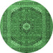 Round Medallion Emerald Green Traditional Rug, tr1333emgrn