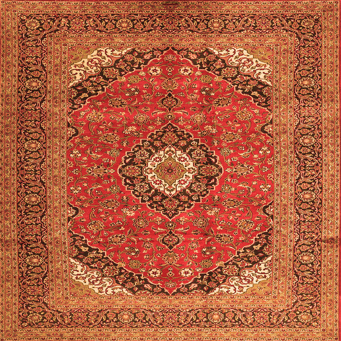Serging Thickness of Medallion Orange Traditional Rug, tr1333org