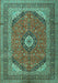 Machine Washable Medallion Turquoise Traditional Area Rugs, wshtr1333turq