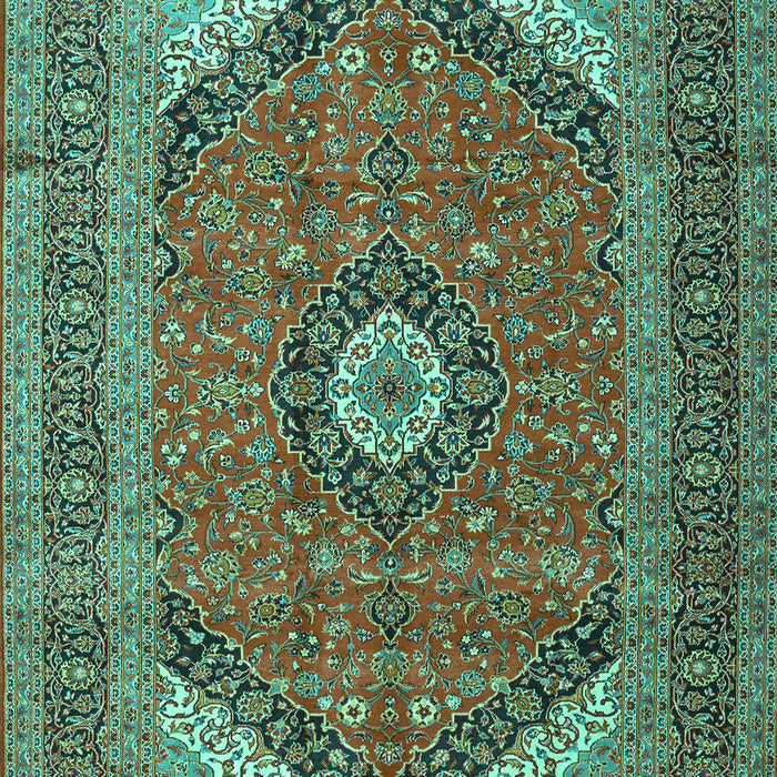 Machine Washable Medallion Turquoise Traditional Area Rugs, wshtr1333turq