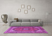 Machine Washable Medallion Purple Traditional Area Rugs in a Living Room, wshtr1333pur