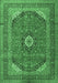 Machine Washable Medallion Emerald Green Traditional Area Rugs, wshtr1333emgrn