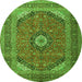 Machine Washable Medallion Green Traditional Area Rugs, wshtr1333grn