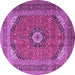 Round Medallion Purple Traditional Rug, tr1333pur