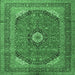 Square Medallion Emerald Green Traditional Rug, tr1333emgrn