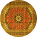 Round Medallion Yellow Traditional Rug, tr1333yw