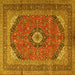 Square Medallion Yellow Traditional Rug, tr1333yw