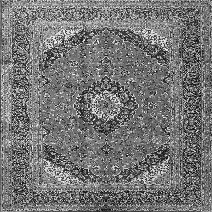 Round Machine Washable Medallion Gray Traditional Rug, wshtr1333gry