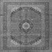 Round Machine Washable Medallion Gray Traditional Rug, wshtr1333gry