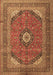 Machine Washable Medallion Brown Traditional Rug, wshtr1333brn