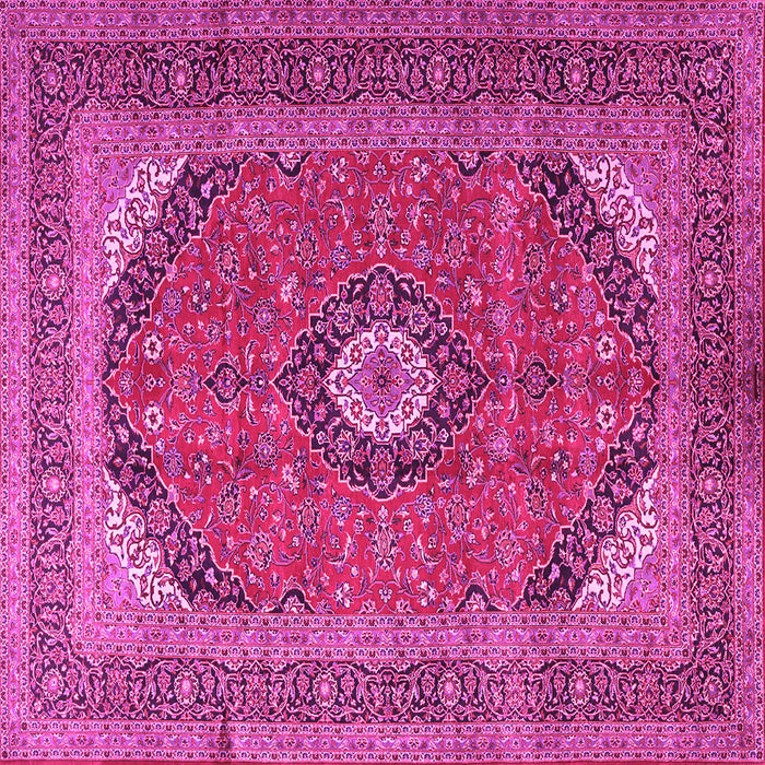 Square Machine Washable Medallion Pink Traditional Rug, wshtr1333pnk