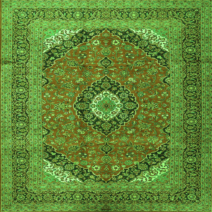 Serging Thickness of Medallion Green Traditional Rug, tr1333grn