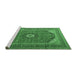 Sideview of Machine Washable Medallion Emerald Green Traditional Area Rugs, wshtr1333emgrn