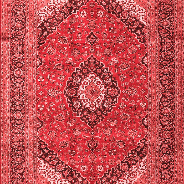 Machine Washable Medallion Red Traditional Rug, wshtr1333red