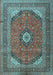 Machine Washable Medallion Light Blue Traditional Rug, wshtr1333lblu