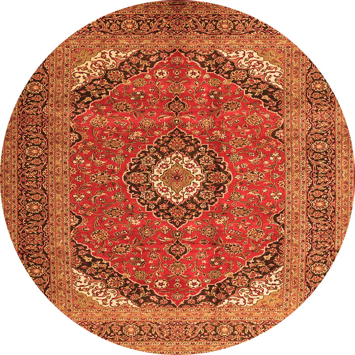 Machine Washable Medallion Orange Traditional Area Rugs, wshtr1333org