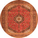 Machine Washable Medallion Orange Traditional Area Rugs, wshtr1333org