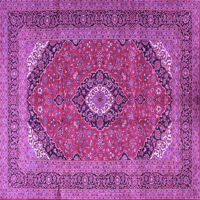 Square Machine Washable Medallion Purple Traditional Area Rugs, wshtr1333pur