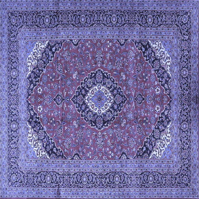 Square Machine Washable Medallion Blue Traditional Rug, wshtr1333blu