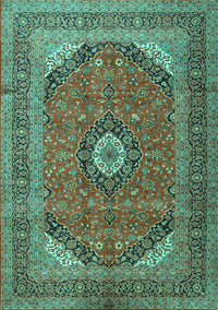 Medallion Turquoise Traditional Rug, tr1333turq