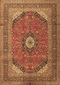 Medallion Brown Traditional Rug, tr1333brn