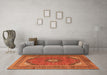 Machine Washable Medallion Orange Traditional Area Rugs in a Living Room, wshtr1333org