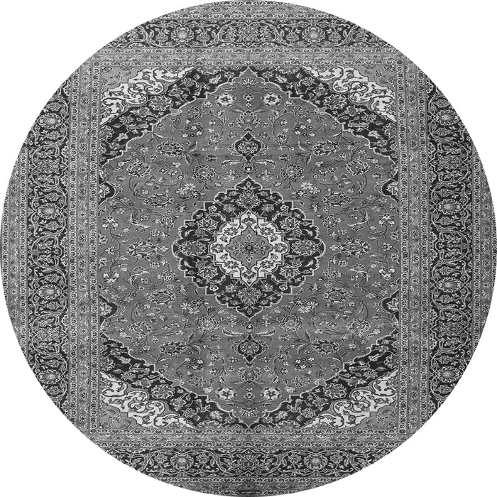 Machine Washable Medallion Gray Traditional Rug, wshtr1333gry