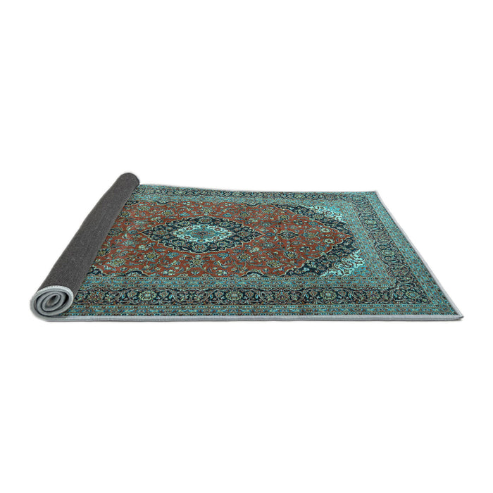 Sideview of Medallion Light Blue Traditional Rug, tr1333lblu