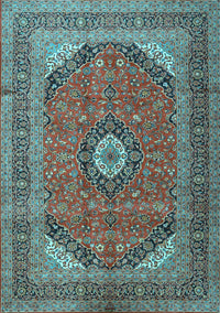 Medallion Light Blue Traditional Rug, tr1333lblu