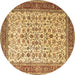 Round Persian Brown Traditional Rug, tr1334brn