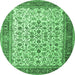 Round Persian Emerald Green Traditional Rug, tr1334emgrn